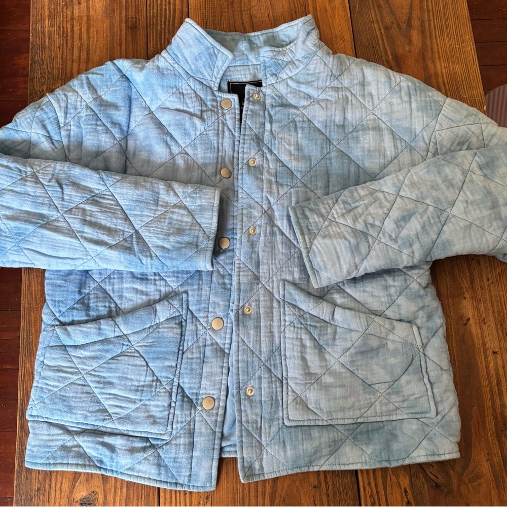 bagatelle Tie-Dye Light Blue Quilted Puffer Jacket